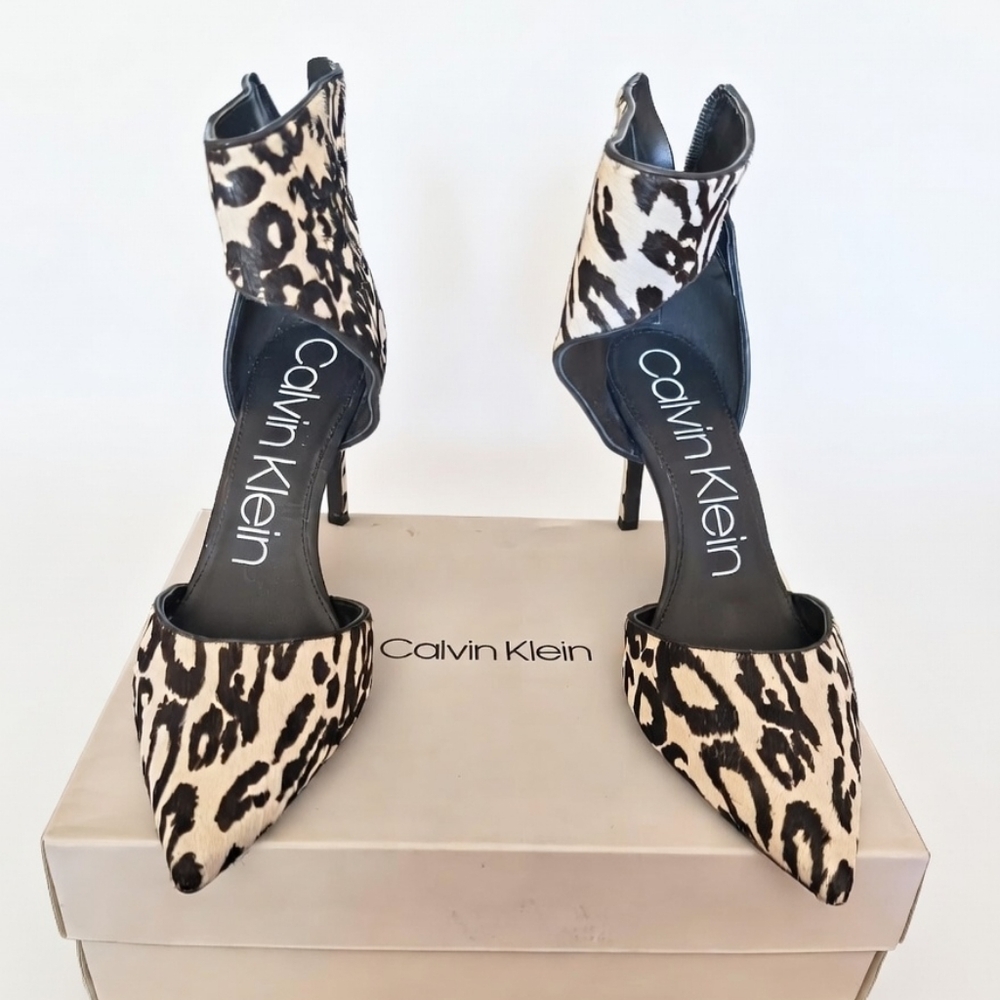 Calvin Klein Black and White Animal Print Heels